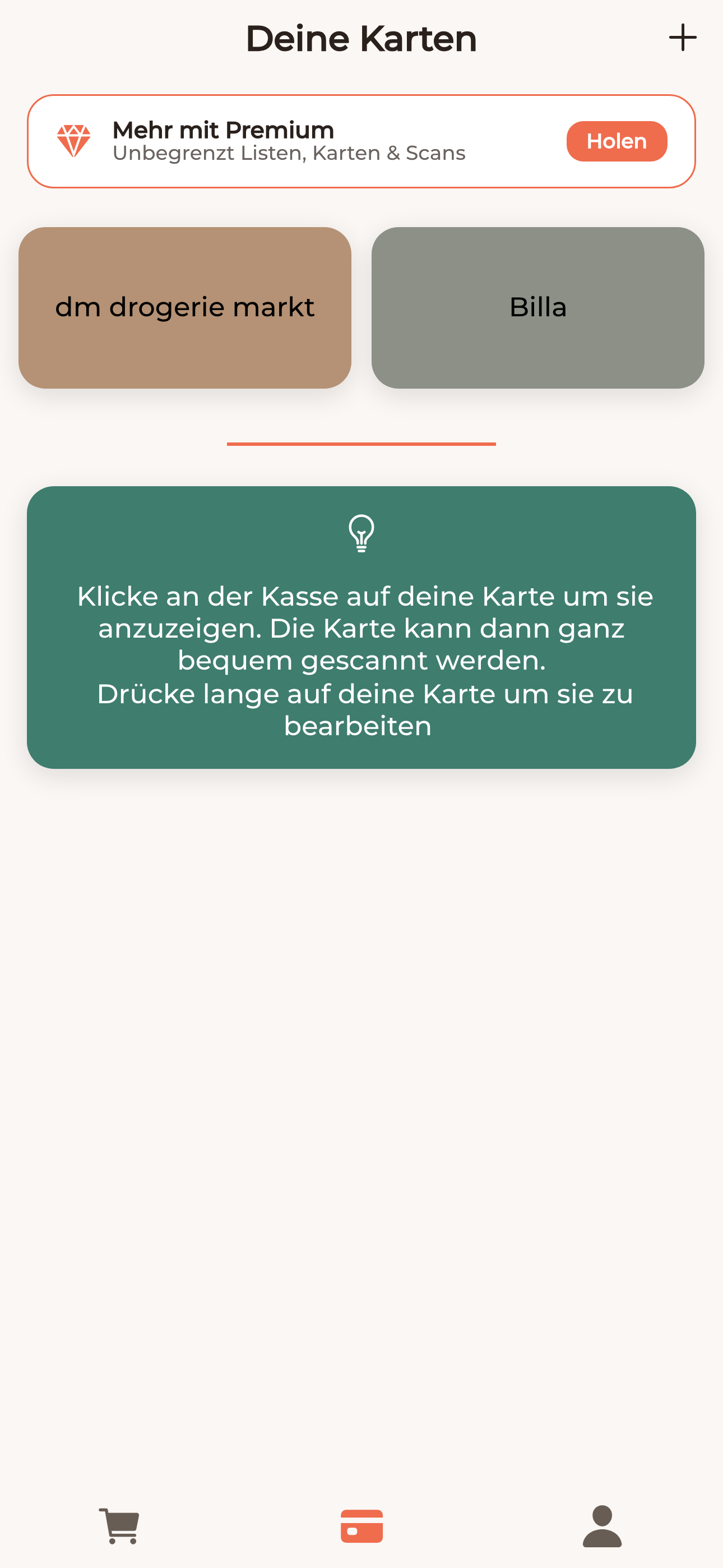 Checo App: gespeicherte Kundenkarten