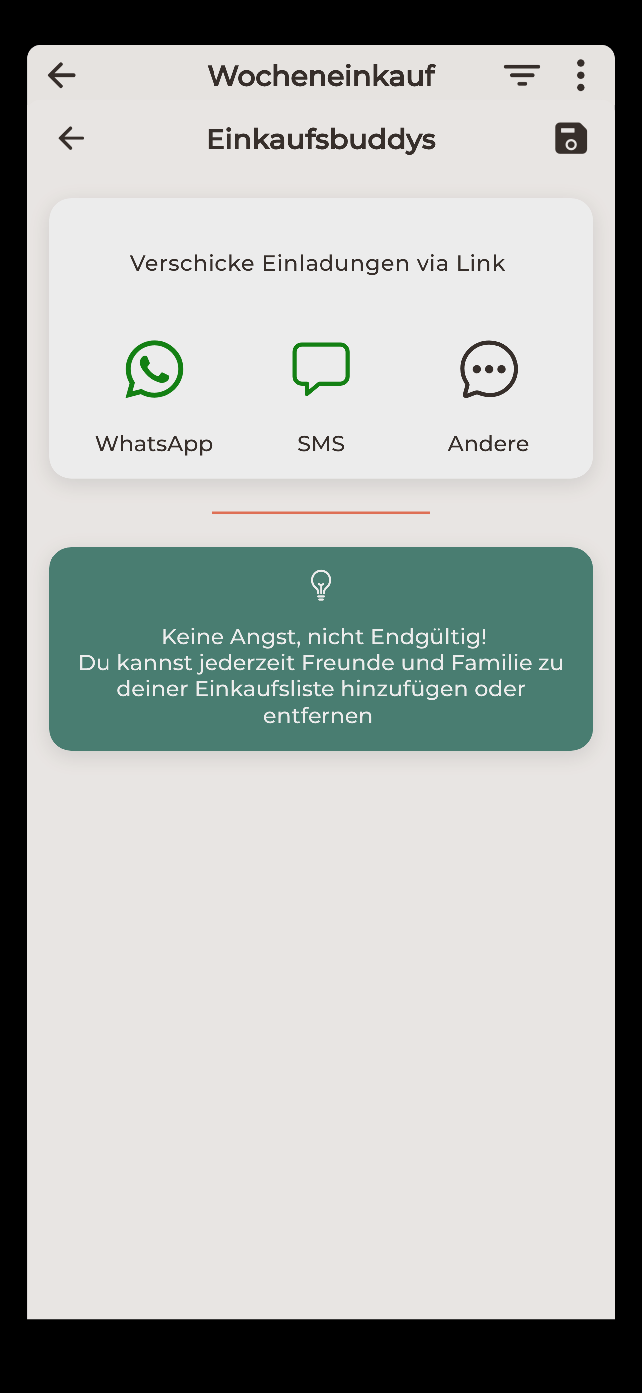 Checo App: Liste mit Freunden teilen